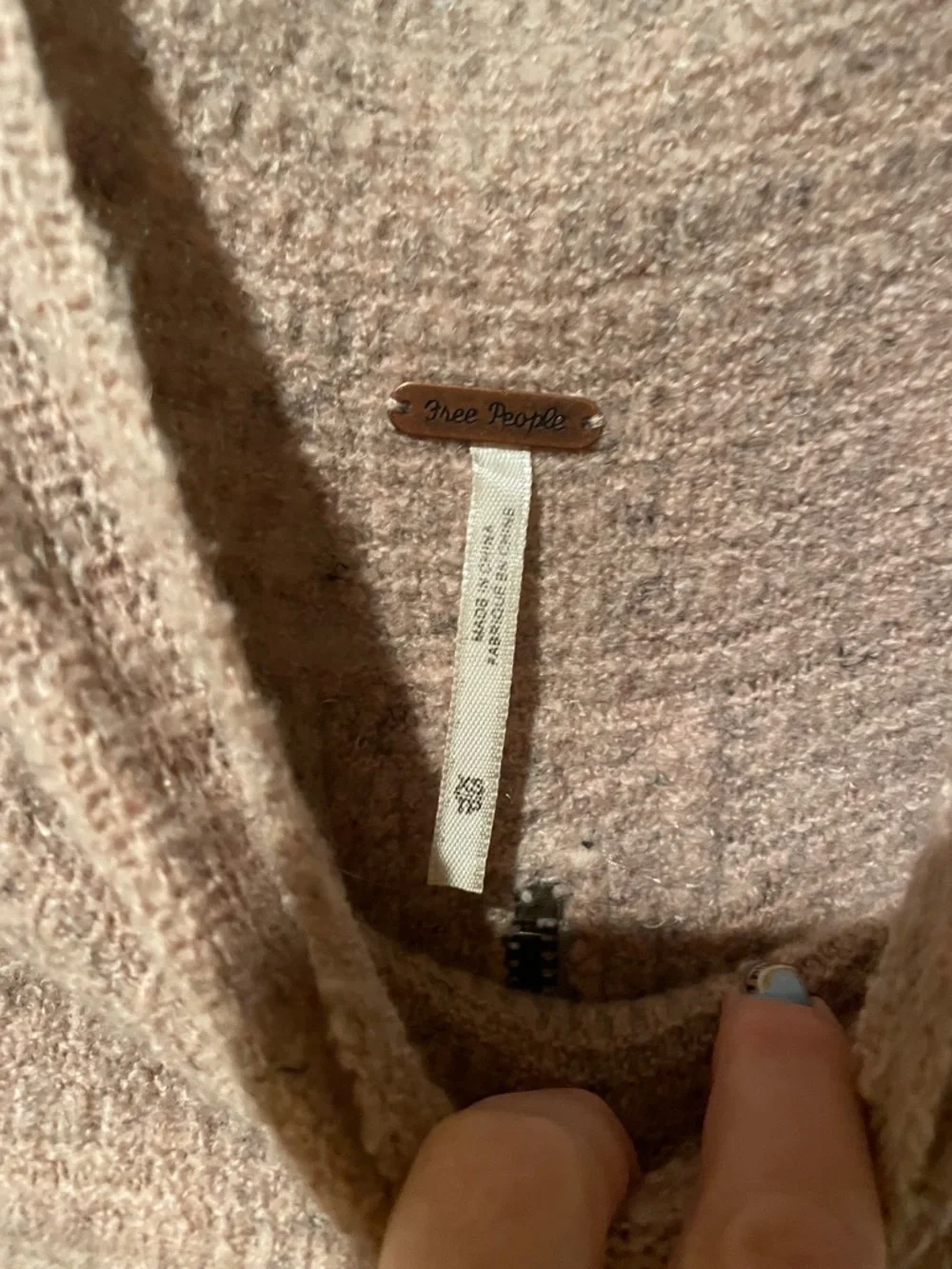 Free People Dusty Pink Mock Neck Ribbed Sweater